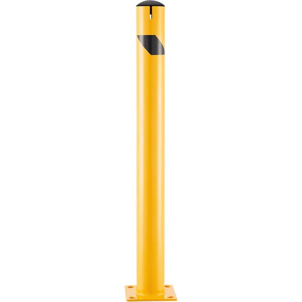 Global Industrial Steel Bollard w/Chain Slots & Removable Cap, 4-1/2Dia. x 48H, Yellow 670586 - main